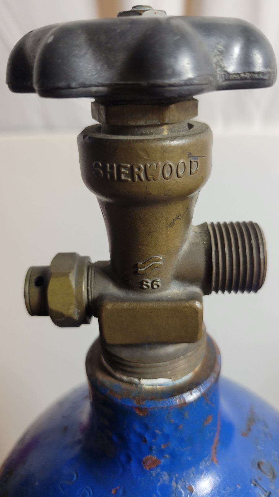 Empty Steel Gas Cylinder Tank Blue 24" DOT-3AA1800 ICC Vintage Sherwood Valve...