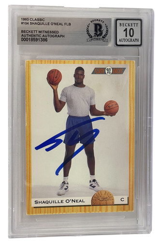 Shaquille O'Neal Signed 1993 Classic #104 LSU Tigers BAS Slabbed Auto Grade 10