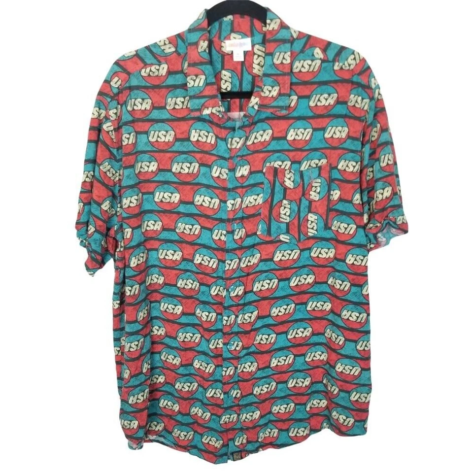 Lularoe Shirt Button Down Shirt Men XL Printed Shirt Casual Shirt Collared Shirt - Image 2 of 4
