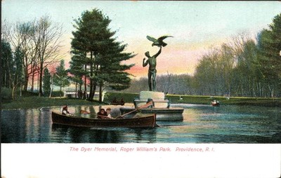 Providence R.I. The Dyer Memorial Roger William's Park Canoe 1907s Postcard
