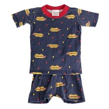 Hanna Andersson Pajama Set Boy 100cm 4 Blue 100 Cotton Hot Dog Short Sleeve