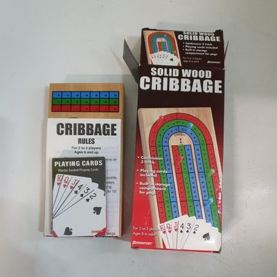 Pressman Massivholz ''Faltbares Cribbage Board'' & versiegelte Spielkarten (neu)