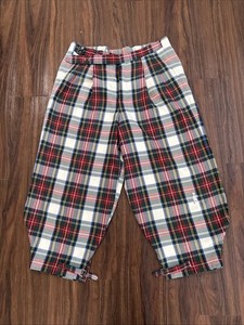 THE T. Barry Knicker Company Plaid Mens Pants 38 Golf Pants Pleated Belt