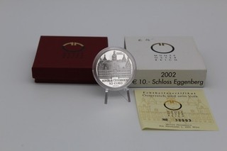 PRAGER: Österreich 10 Euro 2002 Schloss Eggenberg Silber [B2]#k