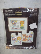 Vintage Charmin Circus Cross Stitch Circus Birth Sampler