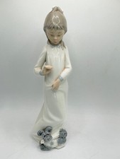 NAO BY LLADRO SPAIN FIGURINE OF GIRL WITH SCOTTIE / TERRIER DOG 10.2” TALL - GC