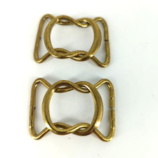 2 VTG 80  s Interlocking Brass Buckle clasps For Stretchy Skinny Belt crafts sewi