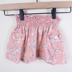 Ralph Lauren Mini Skirt Toddler 2T Pink Floral Linen Blend Smocked Waist Pocket