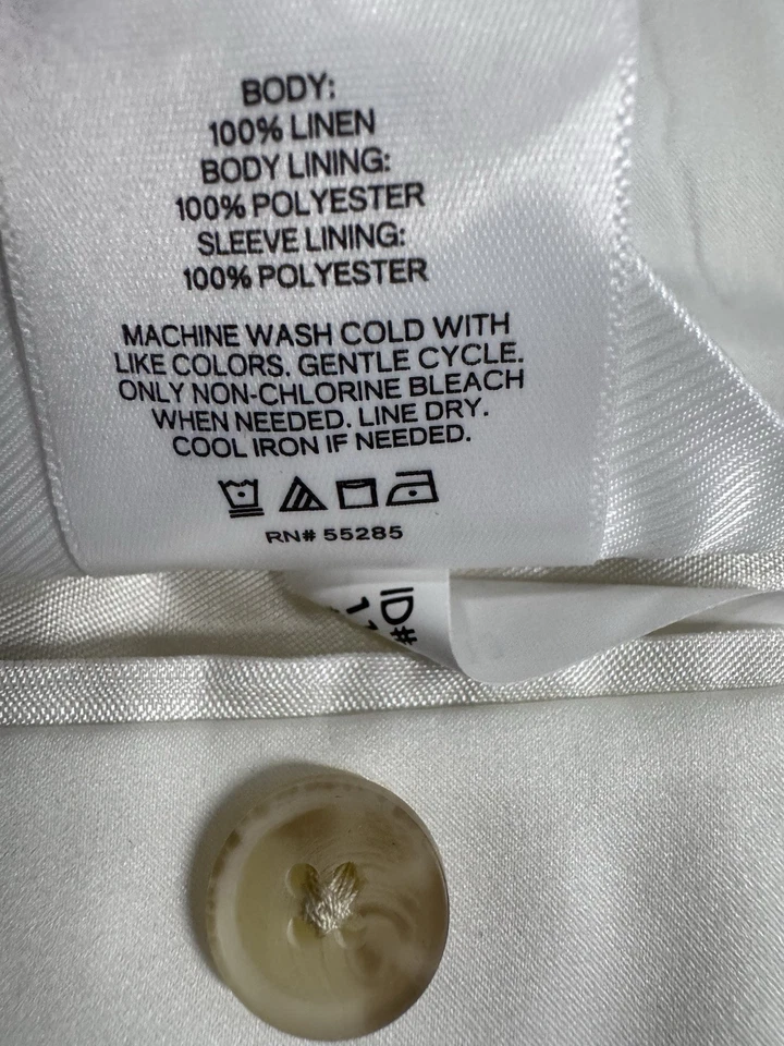 Express 100% Linen Blazer Jacket Mens 42 Gray White Plaid Check Sport Coat Slim - Image 4 of 4