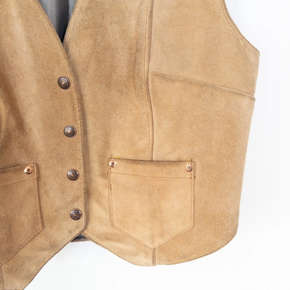 Schott NYC Rancher Suede Leather Waistcoat Size 12 Western 80s Vintage - Image 4 of 4