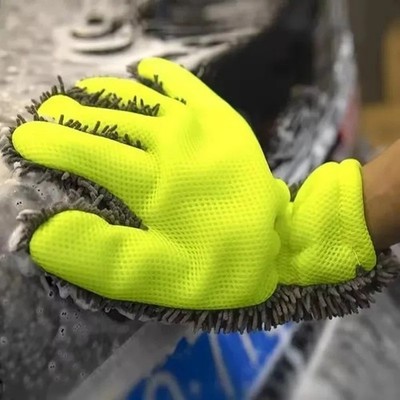 5-Finger Autowaschhandschuh | wasserdichter Chenille Mikrofaser Handschuh | Felgendetail