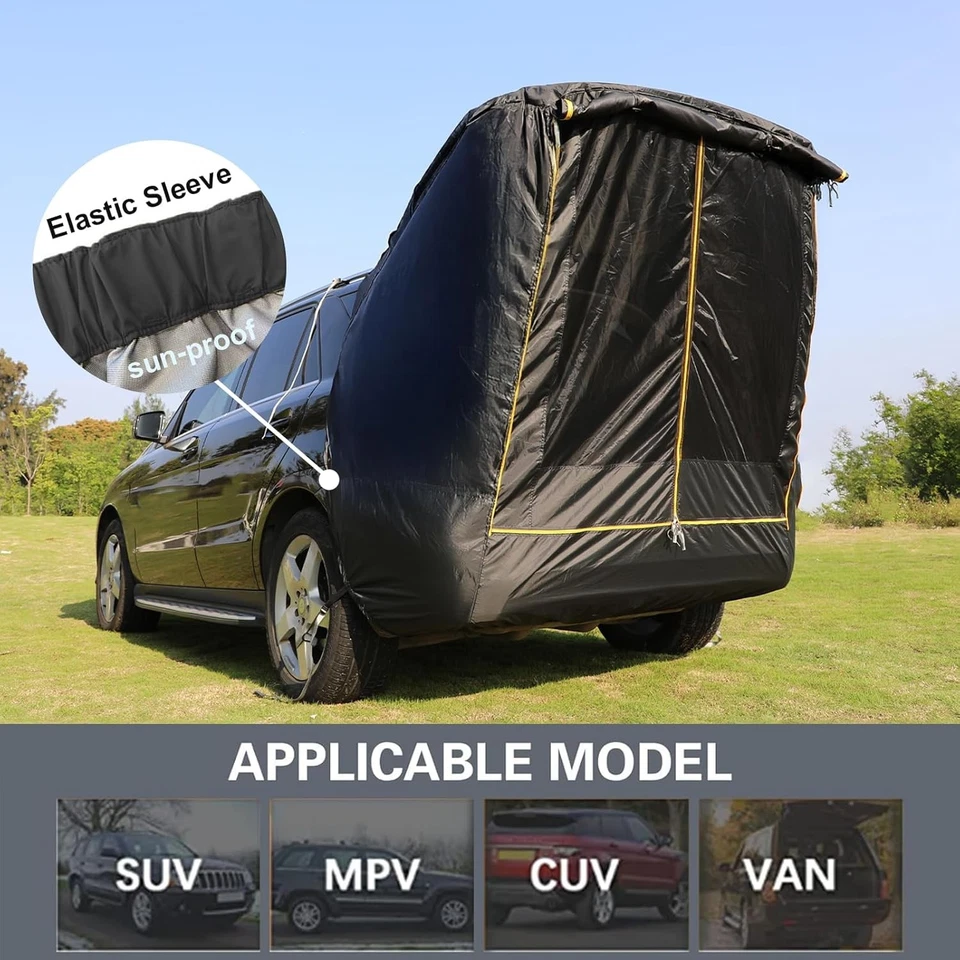 Toldo Coche Carpa SUV, UPF 50++ con Portátil Impermeable 47 pulgadas de Ancho, Negro Foto 3 de 4