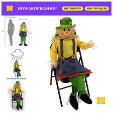 60" Large Sitting Scarecrow - Fall Harvest Halloween Porch Decoration, Outdoor D