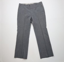 Vtg 70s Streetwear Mens 38x31 Wool Knit Chambray Wide Leg Chino Pants Gray USA