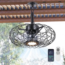 15" Gazebo Ceiling Fans with Lights and Remote Control, Waterproof Enclosed C...