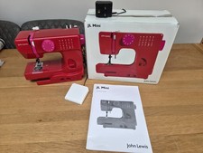 John Lewis JL Mini Sewing Machine Red Portable Electric WORKING Instructions Box