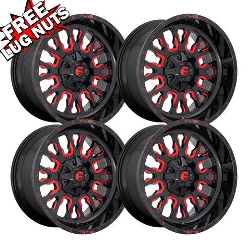 (Set-4) Fuel D612 Stroke 20X10 5X127 Black Red -18mm Wheels Rims 20 Inch - Foto 1 di 11