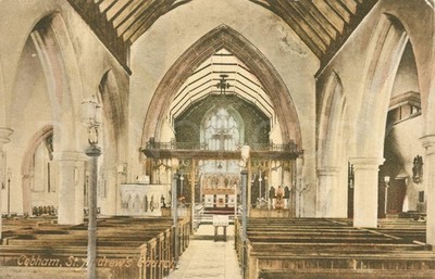 Cobham Vintage Postkarte England Kirche