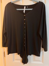 Blouse Plus Size Button  Tie Front V-Neck 3/4 Sleeve Chic and Comfy