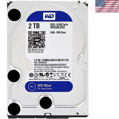 2TB WD Blue SATA Hard Drive - Reliable 5400 RPM with 64MB Cache for Desktops