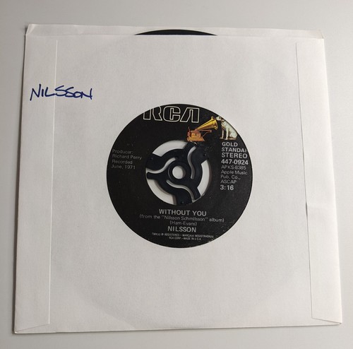 Nilsson Without You & Me And My Arrow Year 1971 Record Single RCA Victor USA - Picture 5 of 7