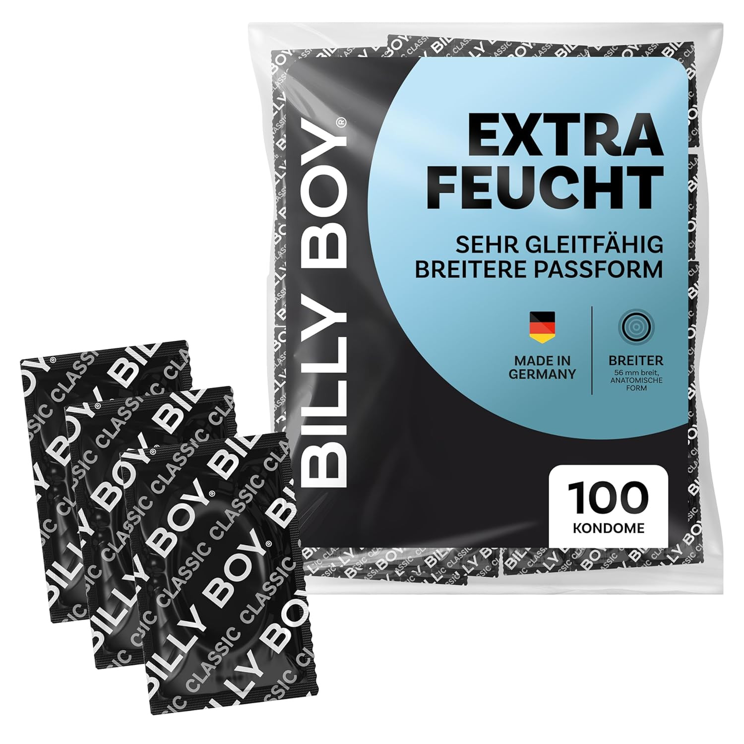BILLY BOY Kondome Extra Feucht 100Er | 56 Mm | Kondome BREITER Mit Mehr Gleitfil BILLY BOY Kondome Extra Feucht 100Er | 56 Mm | Kondome BREITER Mit Mehr Gleitfil