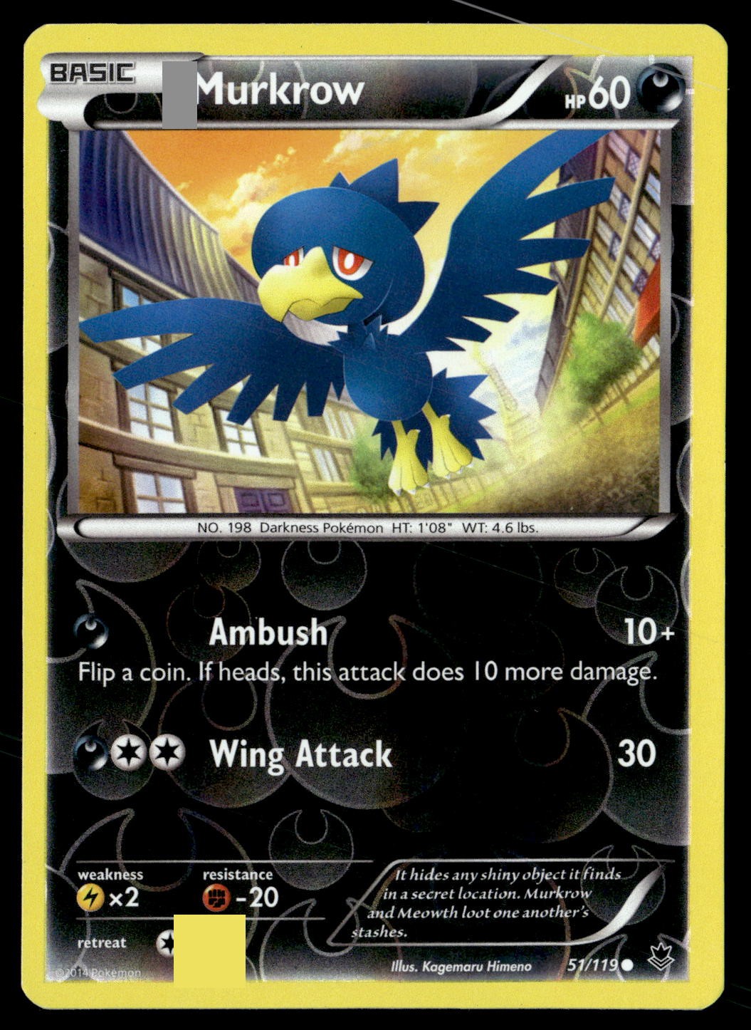 Murkrow 51/119 Common Phantom Forces Pokemon Reverse Holo Near Mint
