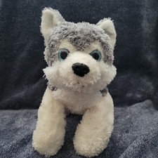 Aurora Husky Plush Gray Handmade 10" tall 13" Long Plastic Nose and Eyes