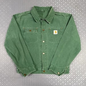 ジャケット・アウター CARHARTT UNLINED ju1058 Carhartt Unlined Chore Jacket JU1058 XL CACTUS GREEN, GRAIL/VTG