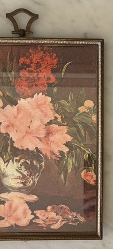 Impresión de arte floral vintage en marco de cobre grabado vintage con parte posterior de terciopelo - Imagen 7 de 17