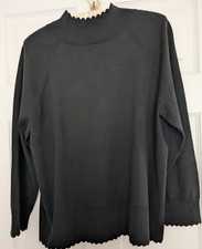 TALBOTS BLACK COTTON/RAYON 3/4 SLEEVE SWEATER, SIZE LARGE, NWT