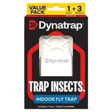 Dynatrap Indoor Insect Trap, White, 1 Trap, 3 Refills