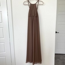 SHOW ME YOUR MUMU Kendall Gown Mocha Brown Halter Maxi Dress XS Lined Boho