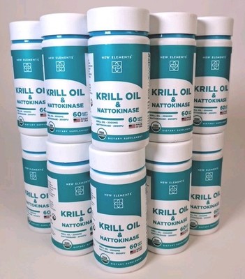 Antarctic Krill Oil Omega 3 Softgels 2000mg with Nattokinase Supplement  10 Pack