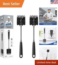 Long Handle Bottle Brush Set 2 Pack Flexible Glass Mug Cleaner