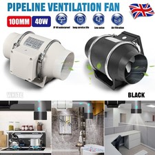 100mm 4 inch Quiet Inline Extractor Fan Bathroom & Hydroponics for Ventilation