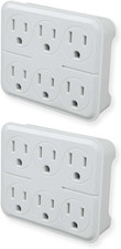 6 Outlet Triple Extender, 3 Prong Grounded Wall Tap, Multiple Outlet Adapter Plu