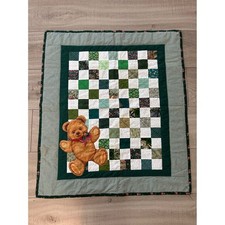 Vintage Handmade Quilt Teddy Bear "Jingle Bear" Made by Grandma Nursery Blanket