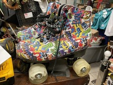 Graffiti Roller Derby Skates Led Blinking Lights Wheels Size 7.5 - 8 NEW Nice