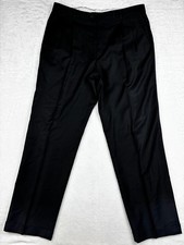 Zanella Bennett Pants Mens 36x31 Black Pleated Cuffed Trousers Made In Italy