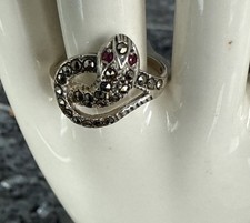 Vintage Sterling Silver Marcasite Snake Ring