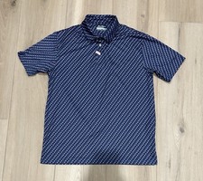 Ben Hogan Performance Men  s Short Sleeve Polo Shirt Size Small Blue Geometric
