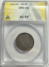 1892-P Barber Quarter - ANACS AU 55- Just Graded / New Holder