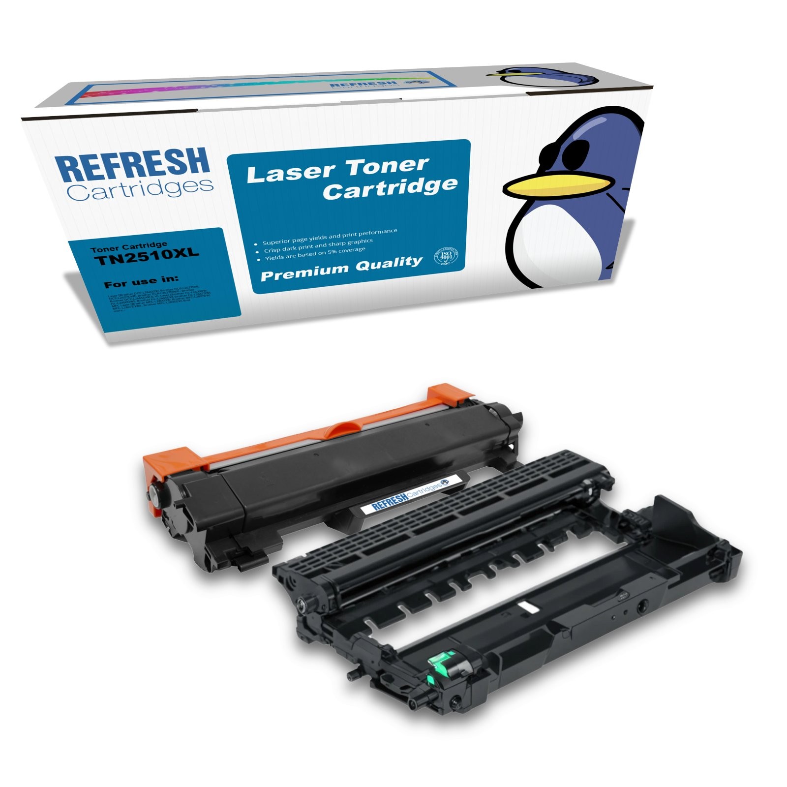 Refresh Cartridges Value Pack TN2510XL & DR2510 Compatible With Brother Printers