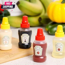 4pcs Mini Sauce Squeeze Bottles Portable Condiment Squeezer BPA-Free Containers