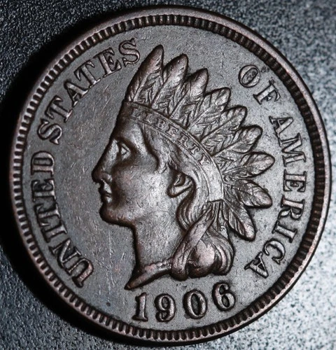1906 INDIAN HEAD CENT - With LIBERTY & Near 4 DIAMONDS - AU UNC