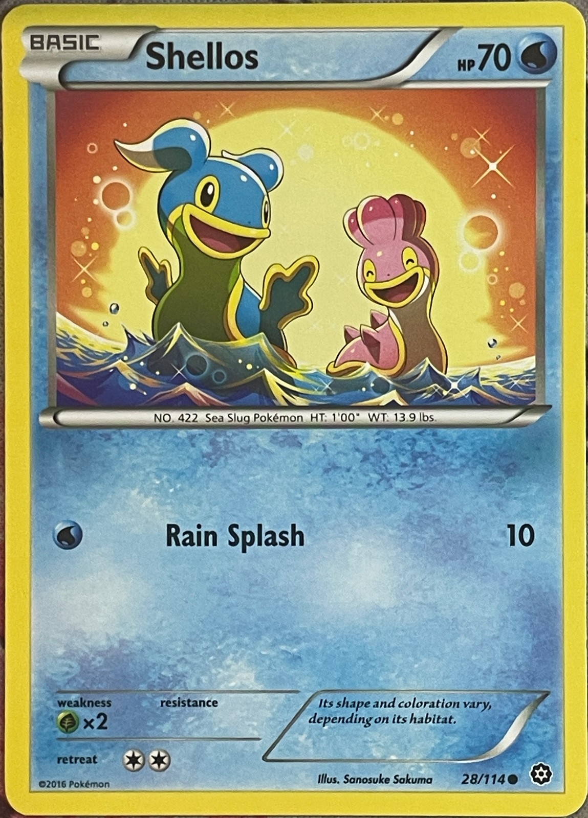 Shellos - 28/114 - XY Steam Siege Pokemon 2016