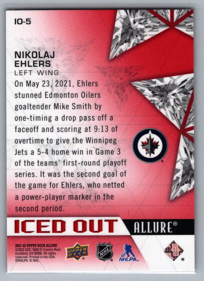 2021-22 Upper Deck Allure - Iced Out Nikolaj Ehlers #IO-5 - Image 2 of 2