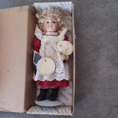 Alberon It's A Dolls World 10'' Tall Collectors Porcelain Doll With Stand ''Dora''
