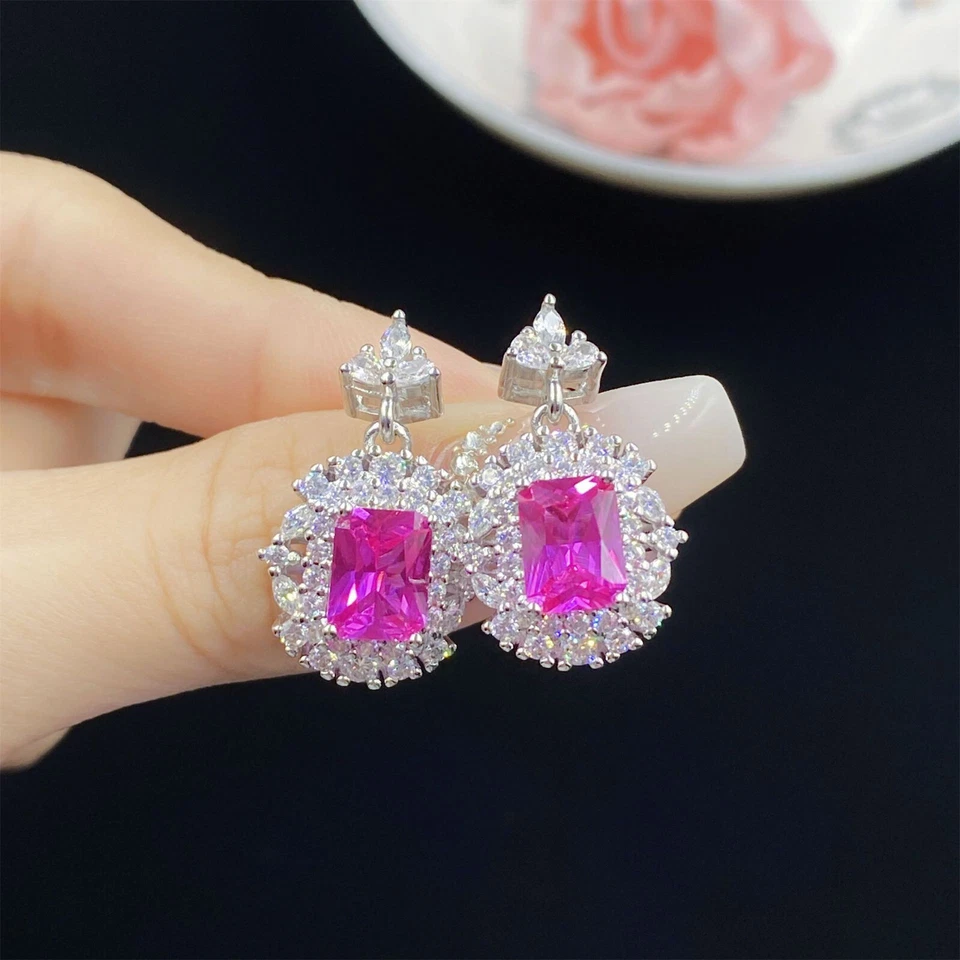 Nuevo Mezcla Color Rojo Corindón Topacio Piedras Preciosas Dije Mujer Plata Pendientes Colgantes Foto 2 de 4